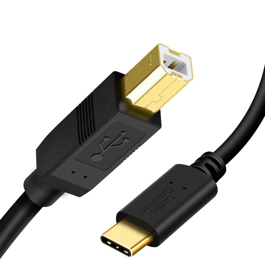 6.6FT USB B to USB C Printer Cable - Type B to Type C Cord for MacBook Pro, Air, MIDI Devices, Yamaha and Casio Digital Pianos, MIDI Keyboards, DJ Controllers, DAC to iPad - 2M, Black
